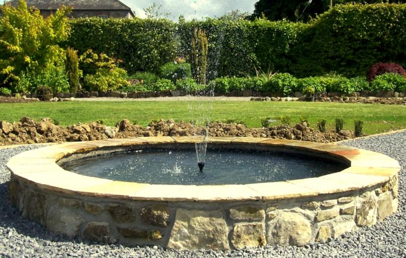Raised Pond and Fountain, Garden Construction by Kilmore Landscapes, Westmeath