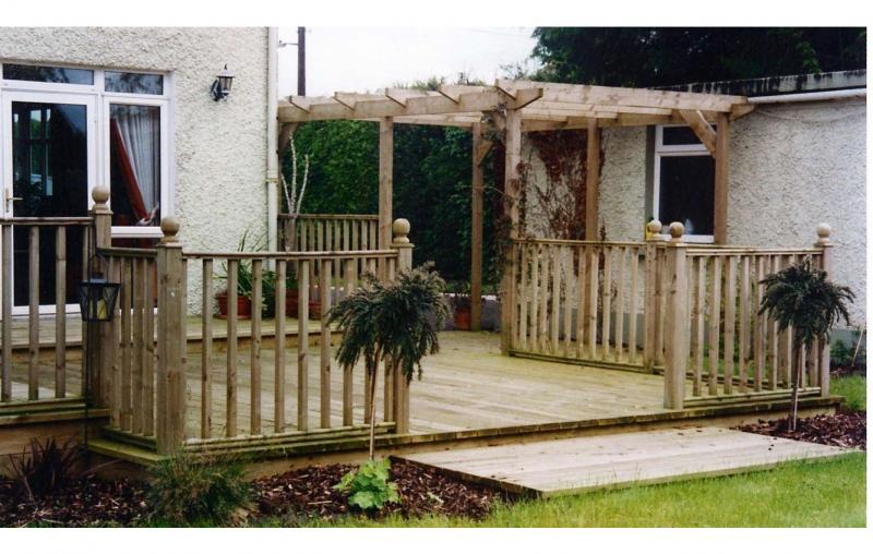 Softwood Deck with Handrail, Garden Landscape by Kilmore Landscapes