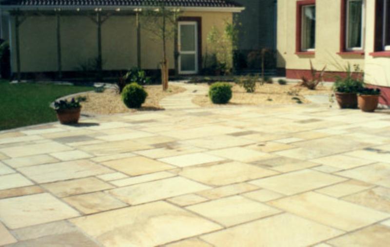 Indian Sandstone Patio, Garden Landscaping by Kilmore Landscapes, Westmeath